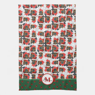 Patroon Duitse Herdershond Monogram Kersthond Theedoek