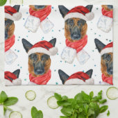 Patroon Duitse Herdershond Sterren Kerstmis Theedoek (Gevouwen)