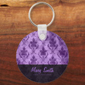  Patroon Eigen naam Paars Sleutelhanger (Voorkant)