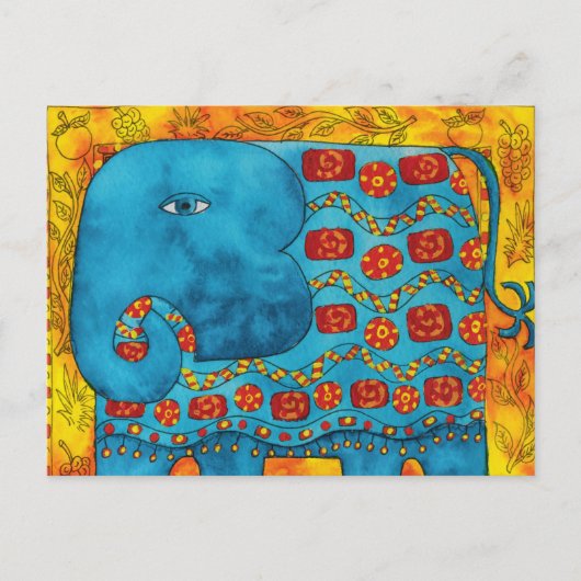 Patroon Elephant Aquarel Illustratie Briefkaart (Voorkant)