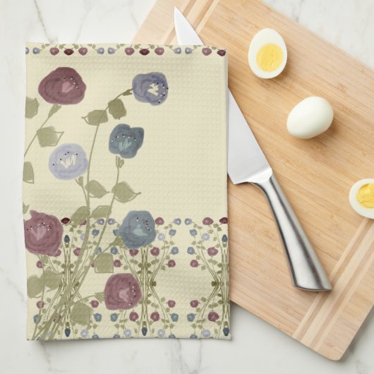 Patroon en bloemig geaccentueerd theedoek (Quarter Fold)