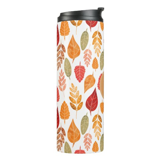 Patroon en monogram in gesneden herfst thermosbeker (Gedraaid links)