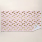 Patroon en monogram voor gouden en roze ananas strandlaken (Voorkant)