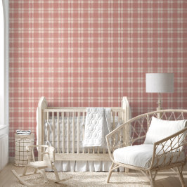Patroon Engels Roos Roze Plaid Checks Room Behang