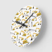 Patroon Excavator Construction Trucks and Tools Ronde Klok (Hoek)