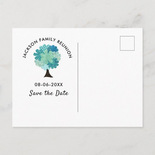 Patroon Familie Reünie Boom 2-zijdig Save the Date Aankondigingskaart (Achterkant)