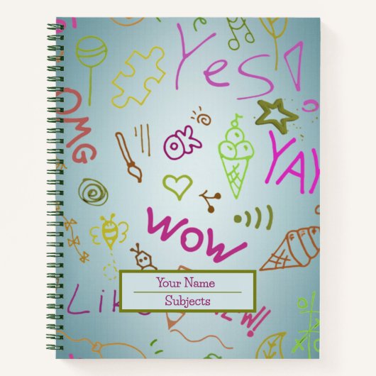 Patroon gekleurde typografie Notitieboek (Voorkant)