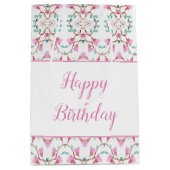 Patroon geschenktas met Blauwgroen en roze accent Medium Cadeauzakje (Voorkant)