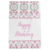 Patroon geschenktas met Blauwgroen en roze accent Medium Cadeauzakje (Achterkant)