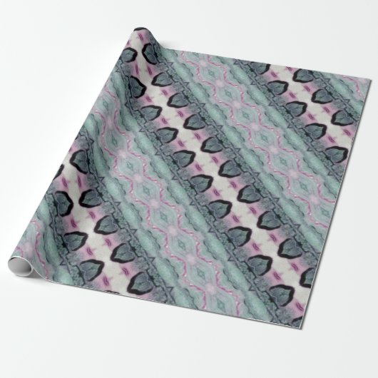  Patroon Gift Wrp in Blauwgroen Groen Cadeaupapier (Uitgerold)