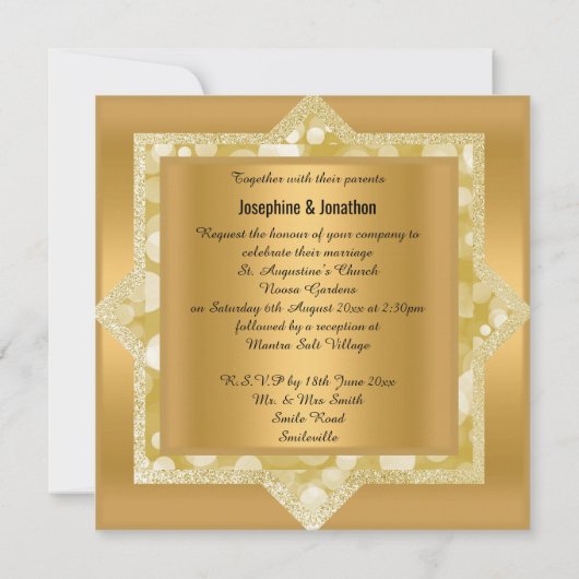 PATROON GOLD GLITTER WEDING KAART (Achterkant)