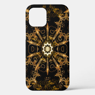 patroon. Golden grid. Snowflake, Kerstmis iPhone 12 Hoesje