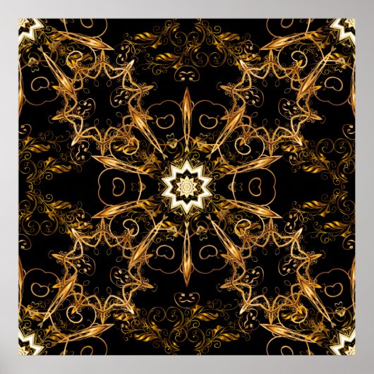 patroon. Golden grid. Snowflake, Kerstmis Poster (Voorkant)