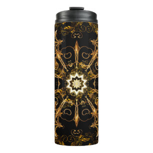 patroon. Golden grid. Snowflake, Kerstmis Thermosbeker