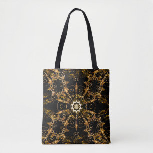patroon. Golden grid. Snowflake, Kerstmis Tote Bag