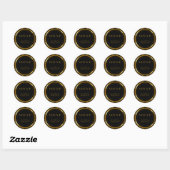 Patroon Goud en Zwart Lijst Ronde Sticker (Vel)