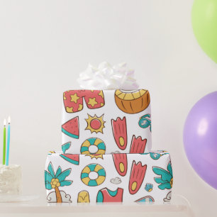 patroon grappige zomerse strandvakantie cadeaupapier
