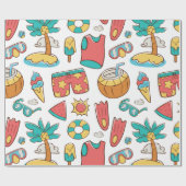 patroon grappige zomervakantie cadeaupapier (Vlak)