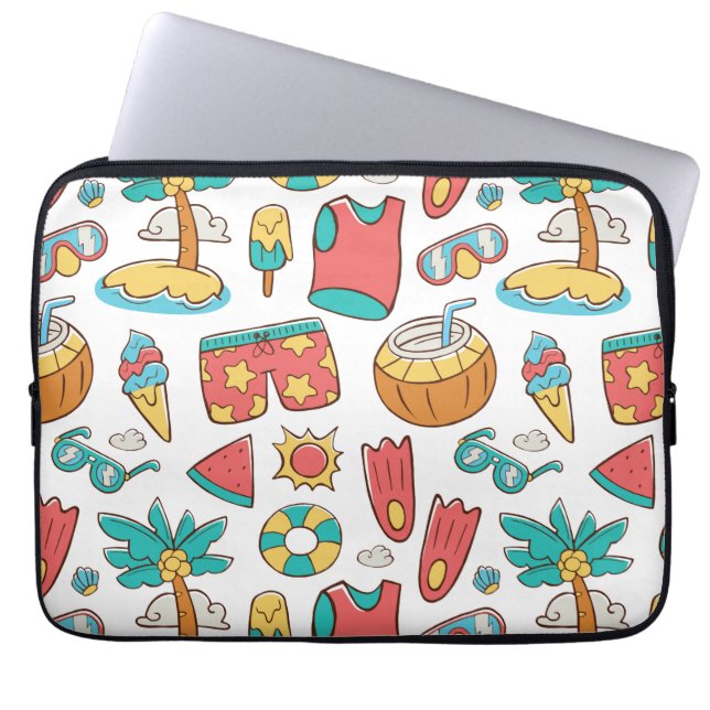 patroon grappige zomervakantie laptop sleeve (Voorkant)