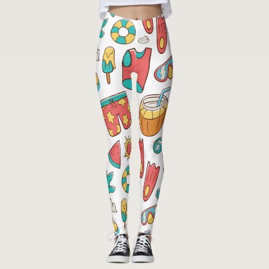 patroon grappige zomervakantie leggings (Voorkant)