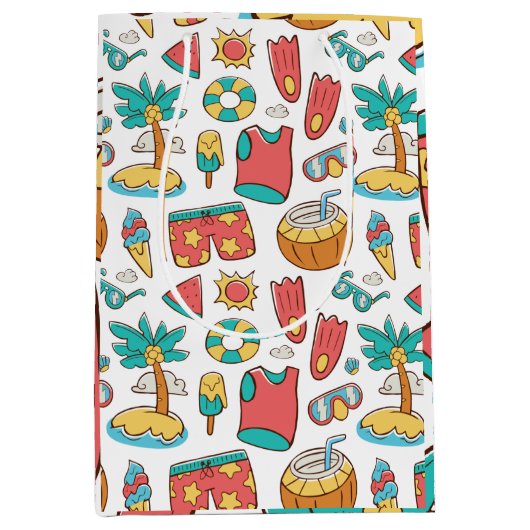patroon grappige zomervakantie medium cadeauzakje (Voorkant)
