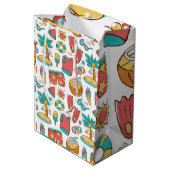 patroon grappige zomervakantie medium cadeauzakje (Achterkant Gekanteld)
