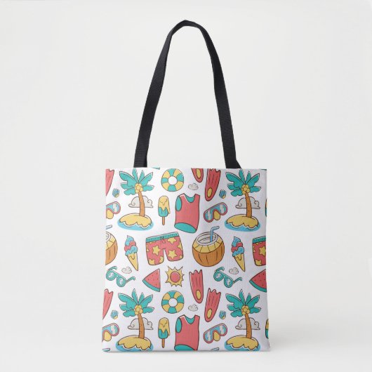 patroon grappige zomervakantie tote bag (Voorkant)