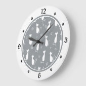 Patroon grijze en witte katten grote klok (Hoek)