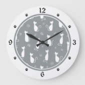 Patroon grijze en witte katten grote klok (Voorkant)