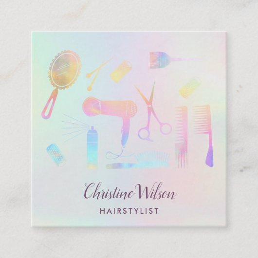patroon haarstylist pastelkleuren vierkante visitekaartje (Voorkant)