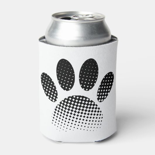 Patroon Halftone hond Paw afdrukken controleren Blikjeskoeler (Blikje Voorkant)