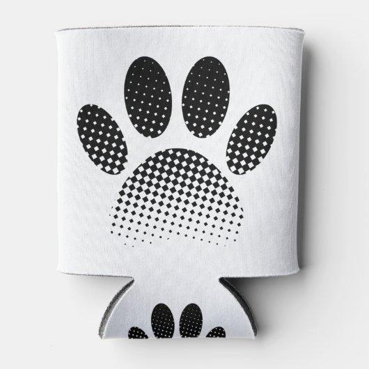 Patroon Halftone hond Paw afdrukken controleren Blikjeskoeler (Voorkant)
