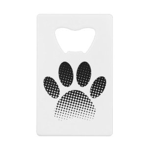 Patroon Halftone hond Paw afdrukken controleren Creditkaart Flessenopener