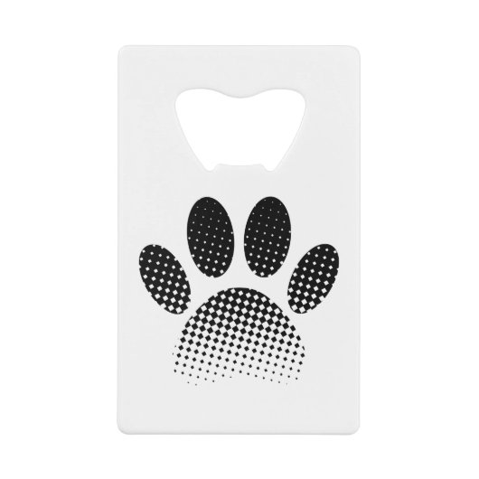 Patroon Halftone hond Paw afdrukken controleren Creditkaart Flessenopener (Voorkant)