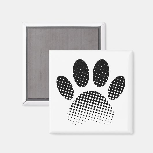 Patroon Halftone hond Paw afdrukken controleren Magneet (Voorkant / Achterkant)