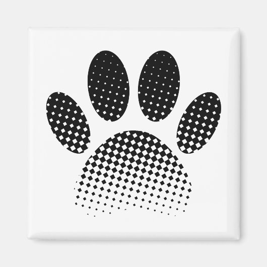 Patroon Halftone hond Paw afdrukken controleren Magneet (Voorkant)