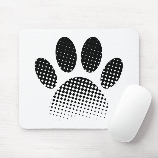 Patroon Halftone hond Paw afdrukken controleren Muismat (Met muis)