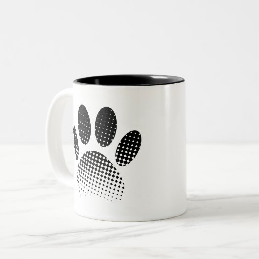 Patroon Halftone hond Paw afdrukken controleren Tweekleurige Koffiemok (Voorkant links)