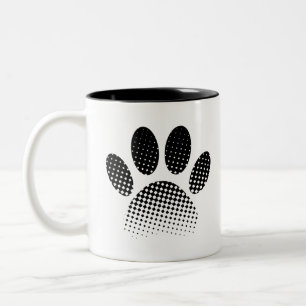 Patroon Halftone hond Paw afdrukken controleren Tweekleurige Koffiemok
