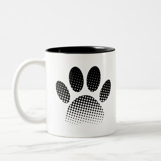 Patroon Halftone hond Paw afdrukken controleren Tweekleurige Koffiemok (Links)