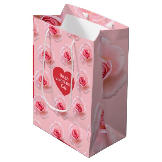 Patroon Happy Valentijn`s Day 2024 Achtergrond Medium Cadeauzakje (Voorkant Gekanteld)