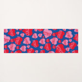 Patroon Harten XOXO Liefde Rood Roze Blauw Monogra Yogamat (Achterkant (horizontaal))