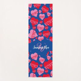 Patroon Harten XOXO Liefde Rood Roze Blauw Monogra Yogamat