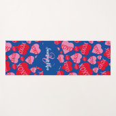 Patroon Harten XOXO Liefde Rood Roze Blauw Monogra Yogamat (Voorkant (horizontaal))
