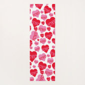 Patroon Harten XOXO Liefde Rood Roze Wit Monogram Yogamat (Achterkant)