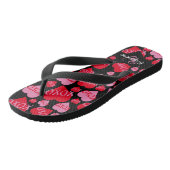 Patroon Harten XOXO Liefde Rood Roze Zwart Monogra Teenslippers (Schuin)
