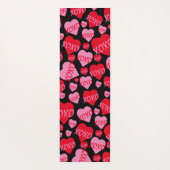 Patroon Harten XOXO Liefde Rood Roze Zwart Monogra Yogamat (Achterkant)