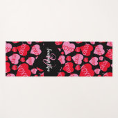 Patroon Harten XOXO Liefde Rood Roze Zwart Monogra Yogamat (Voorkant (horizontaal))
