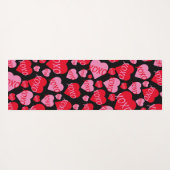 Patroon Harten XOXO Liefde Rood Roze Zwart Monogra Yogamat (Achterkant (horizontaal))