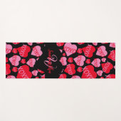 Patroon Harten XOXO Liefde Rood Roze Zwart Monogra Yogamat (Voorkant (horizontaal))